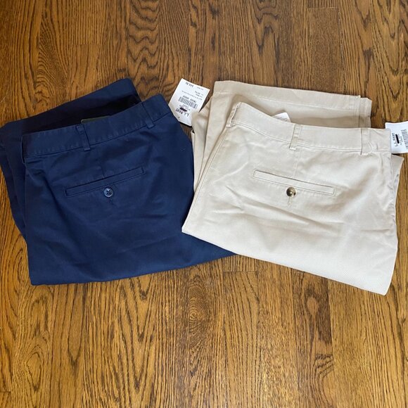 (2) L.L. Bean Classic Fit chino pants 20W Reg khaki and Navy womens NEW 2 PAIR - Picture 2 of 9
